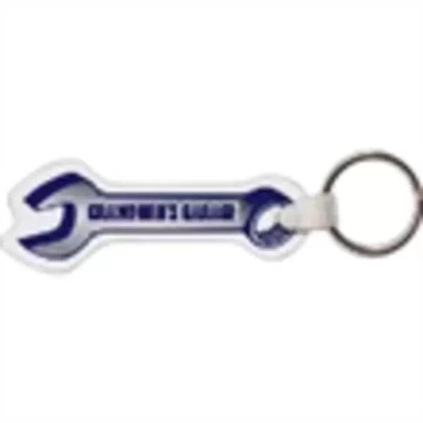 Wrench shaped key tag.