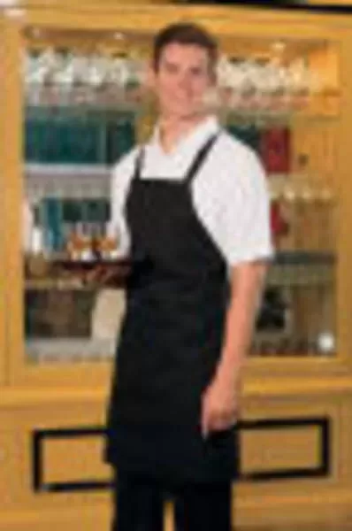 Mid-length, black bib apron