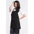 Black, mid-length apron that