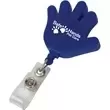 Hand shape retractable badge