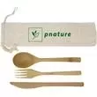 Three-piece bamboo utensil set